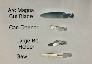 Leatherman Arc Parts: Magna Cut Steel Blade, Free Series Bit Holder, Arc Bit Holder, Can Opener, Saw