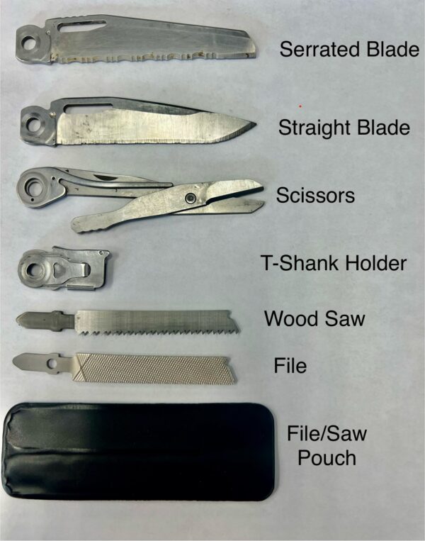 Leatherman Surge Parts - Serrated Blade, Straight Blade, Scissors, T-Shank Holder, Saw, File, Saw & File Pouch